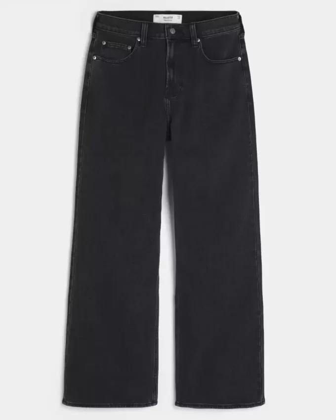 Washed Black Baggy Bootcut Jeans Washed Black Baggy Bootcut Jeans