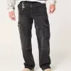 Washed Black Baggy Cargo Jeans
