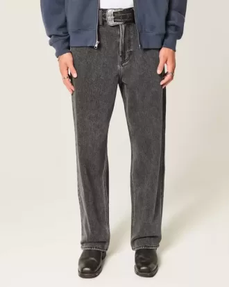 Washed Black Logo Graphic Baggy Jeans