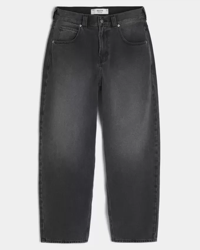 Washed Black Logo Graphic Skater Baggy Jeans