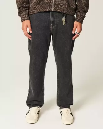 Washed Black Loose Painter Jeans