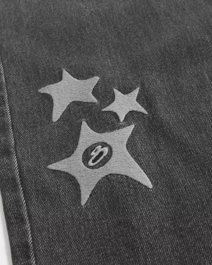Washed Black Star Graphic Baggy Jeans Washed Black Star Graphic Baggy Jeans