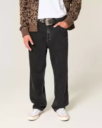 Washed Black Studded Baggy Jeans