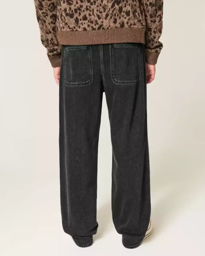 Washed Black Studded Baggy Jeans